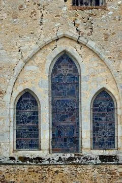 Romanesque church window Stock Photos