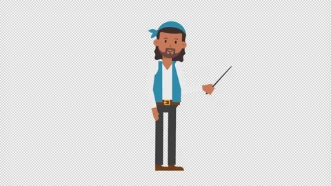 Romani Man Holding Pointer Stick Stock Footage 205052917