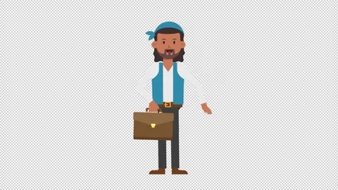 Romani Man Waving with Briefcase Video stock 205052888