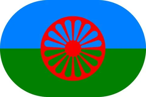 Romani people flag in flat oval design Stock Illustration