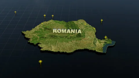 Romania 3D Map With Animation Stock Footage 309543503