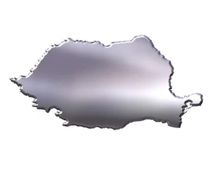 Romania 3D Silver Map Stock Illustration