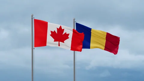 Romania and Canada flag Stock Footage 252025903