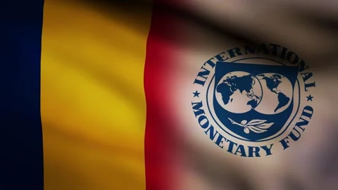 Romania and IMF waving flag Stock Footage 245356099
