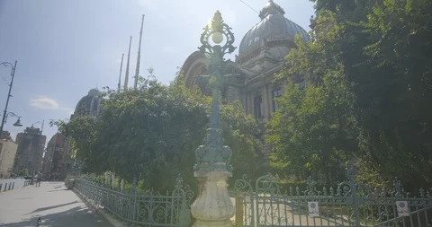 Romania Bucharest Palatul-CEC-side-motion 422 25FPS Stock Footage 128556915