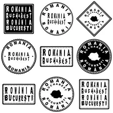 Romania Bucharest Seal Map Design Stock Illustration