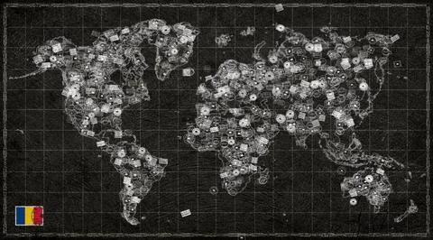 Romania Bucharest Stamp World Map Stock Illustration
