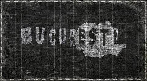 Romania Bucharest Typography Map Stock Illustration