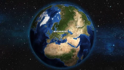 ROMANIA BUCHAREST ZOOM IN FROM SPACE Stock Footage 115838000
