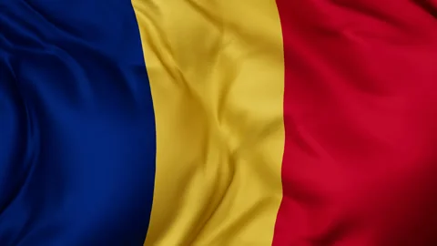 Romania cloth flag background loop Stock Footage 310850451