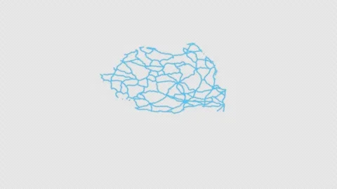 Romania Country Line Map Self Drawing Animated Overlay, Alpha 4K Vidéo 340289467