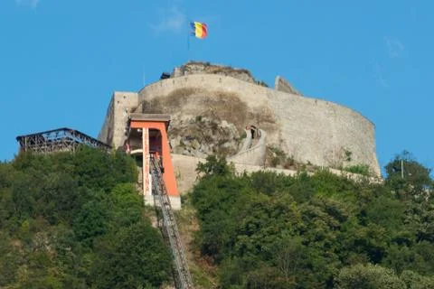 ROMANIA, DEVA  AUGUST 2019: Deva Fortress was built in the mid-thirteenth cen Stock Photos