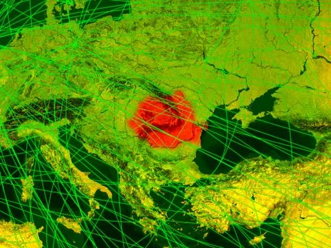 Romania on digital map Stock Illustration