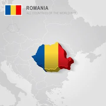 Romania drawn on gray map. Stock Illustration