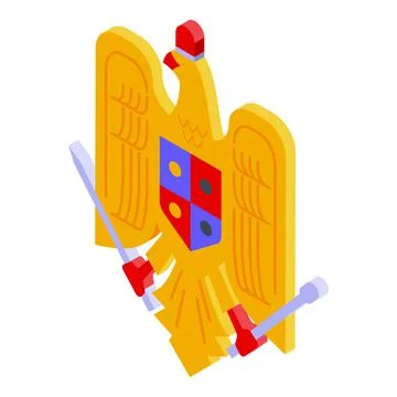 Romania emblem icon isometric vector. Romanian map Stock Illustration