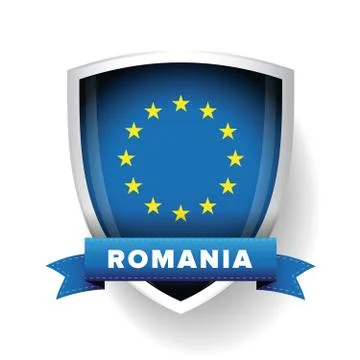 Romania - EU member flag vector shield Stock Illustration