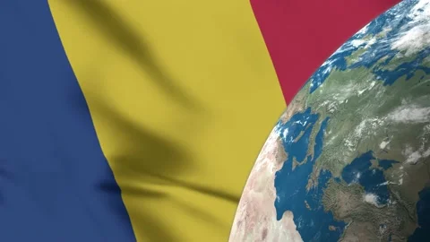 Romania Flag and Romania Map on Earth Globe 4K Stock Footage 220783085