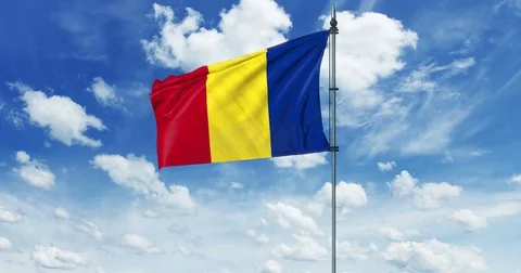 Romania flag animation, alpha channel Stock Footage 79604451