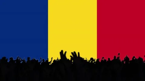 Romania flag background with people Stock Footage 62859158