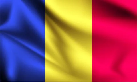 Romania flag blowing in the wind. part of a series. Romania waving flag. Stock Illustration