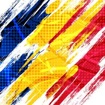 Romania Flag with Brush Stroke Style Isolated on White Background Stock Illustration