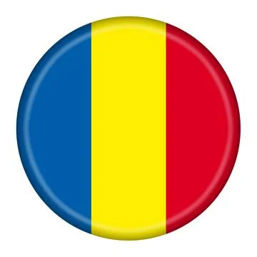 Romania flag button 3d illustration with clipping path Stock Illustration