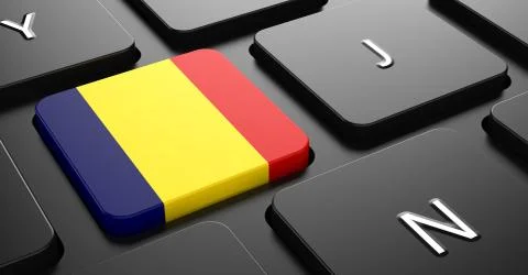 Romania - Flag on Button of Black Keyboard. Stock Illustration