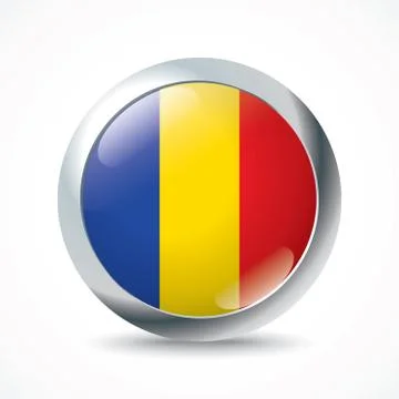 Romania flag button Stock Illustration
