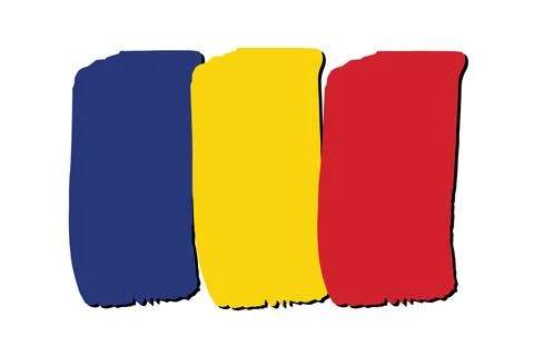 Romania Flag with colored hand drawn lines in Vector Format Stock Illustration