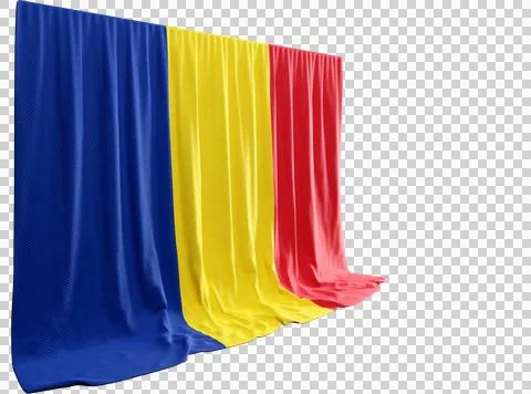 Romania Flag Curtain in 3D Rendering called Flag of Romania Illustrazione stock