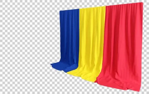 Romania Flag Curtain in 3D Rendering called Flag of Romania Stock Illustration