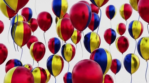 Romania Flag On The Flying Balloons Stock Footage 314667007