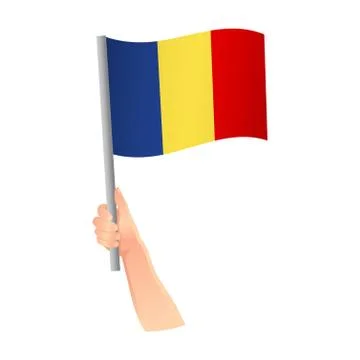 Romania flag in hand icon Stock Illustration