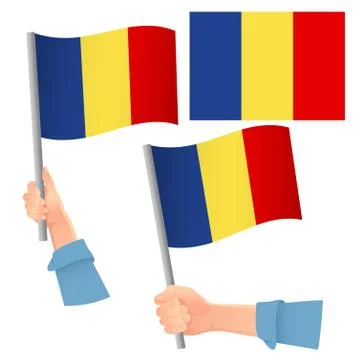 Romania flag in hand set Stock Illustration