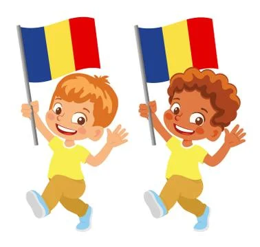 Romania flag in hand set Stock Illustration