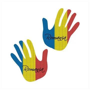 Romania flag hand vector Stock Illustration