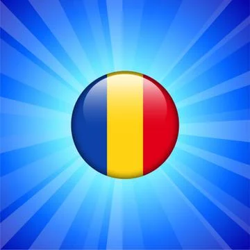 Romania Flag Icon on Internet Button Illustrazione stock