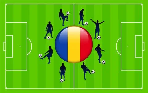 Romania Flag Icon Internet Button with Soccer Match Stock Illustration