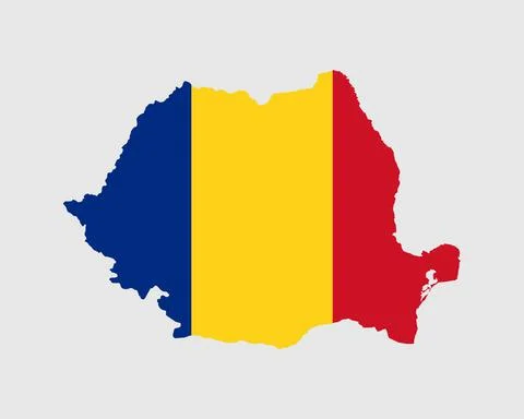 Romania Flag Map. Map of Romania with the Romanian country banner Stock Illustration