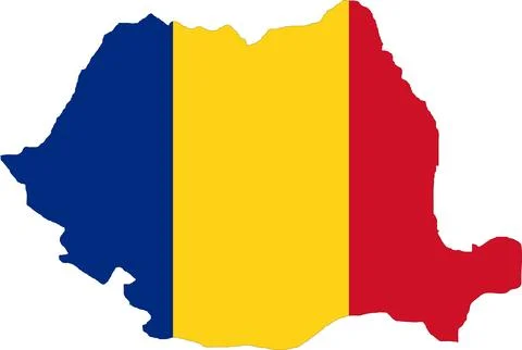 Romania Flag in Map, Romania Map with Flag, Nation Flag of Romania, Romania m Stock-Illustration