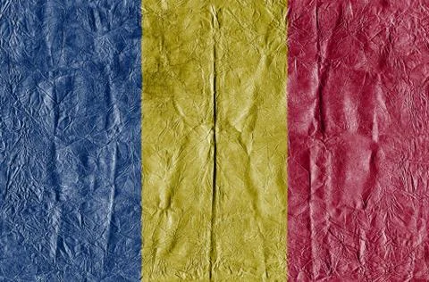Romania flag on a paper in close-up Illustrazione stock