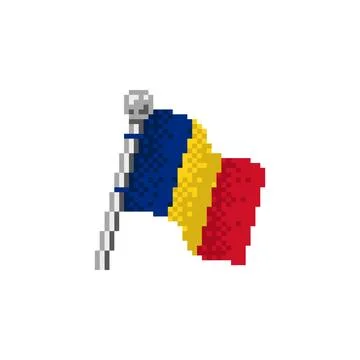 Romania Flag in Pixel Art 库存插图