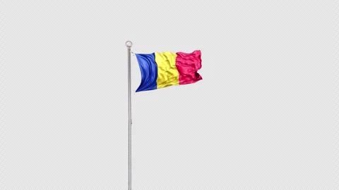 Romania   Flag Pole  Animation Include Alpha 3D Rendering Stock-Footage 312093384