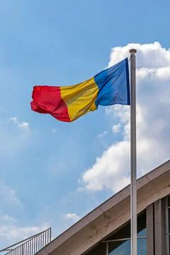 Romania Flag Pole Foto stock