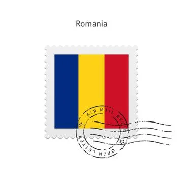 Romania Flag Postage Stamp Stock Illustration