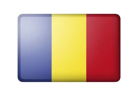 The Romania flag. Rectangular matte icon. Isolated on white background Illustrazione stock