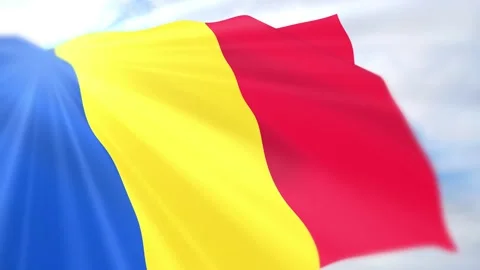 Romania Flag Seamless Loop 4k 60fps on Sky Background Stock Footage 340620348