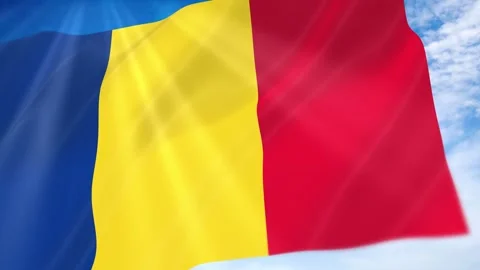 Romania Flag Seamless Loop 4k 60fps on Sky Background 動画素材 341676822