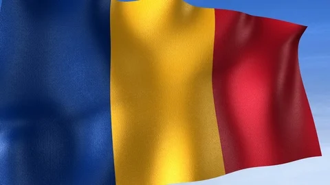 Romania Flag - Set of 3 Angles with Masks [3WaveSeries] Stock Footage 102770906