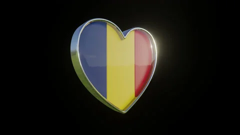 Romania Flag in the Shape of 3D Heart. Stock Footage 133230620